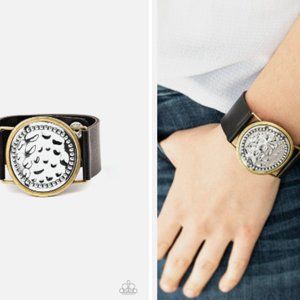 5 For $20! Hold On To Your Buckle - Black Leather Bracelet - Paparazzi 
